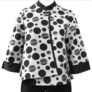 Nwt Moonlight Dot  Y&S Fashion Design Asymmetrical Button White/Black Jacket
